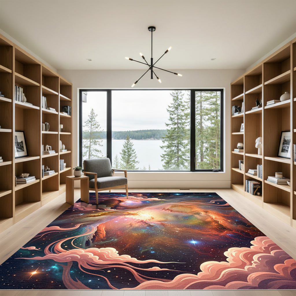 Cosmic Nebula Swirl Celestial Art Rug