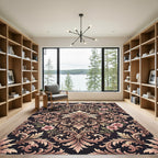 Elegant Blush Rose Damask Floral Filigree Rug