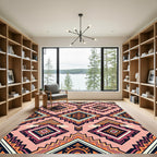Geometric Pink Diamond Tribal Rug