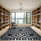Silver Metallic Geometric Interlaced Lattice Rug