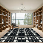 Monochrome Grid Crossing Cubes Rug