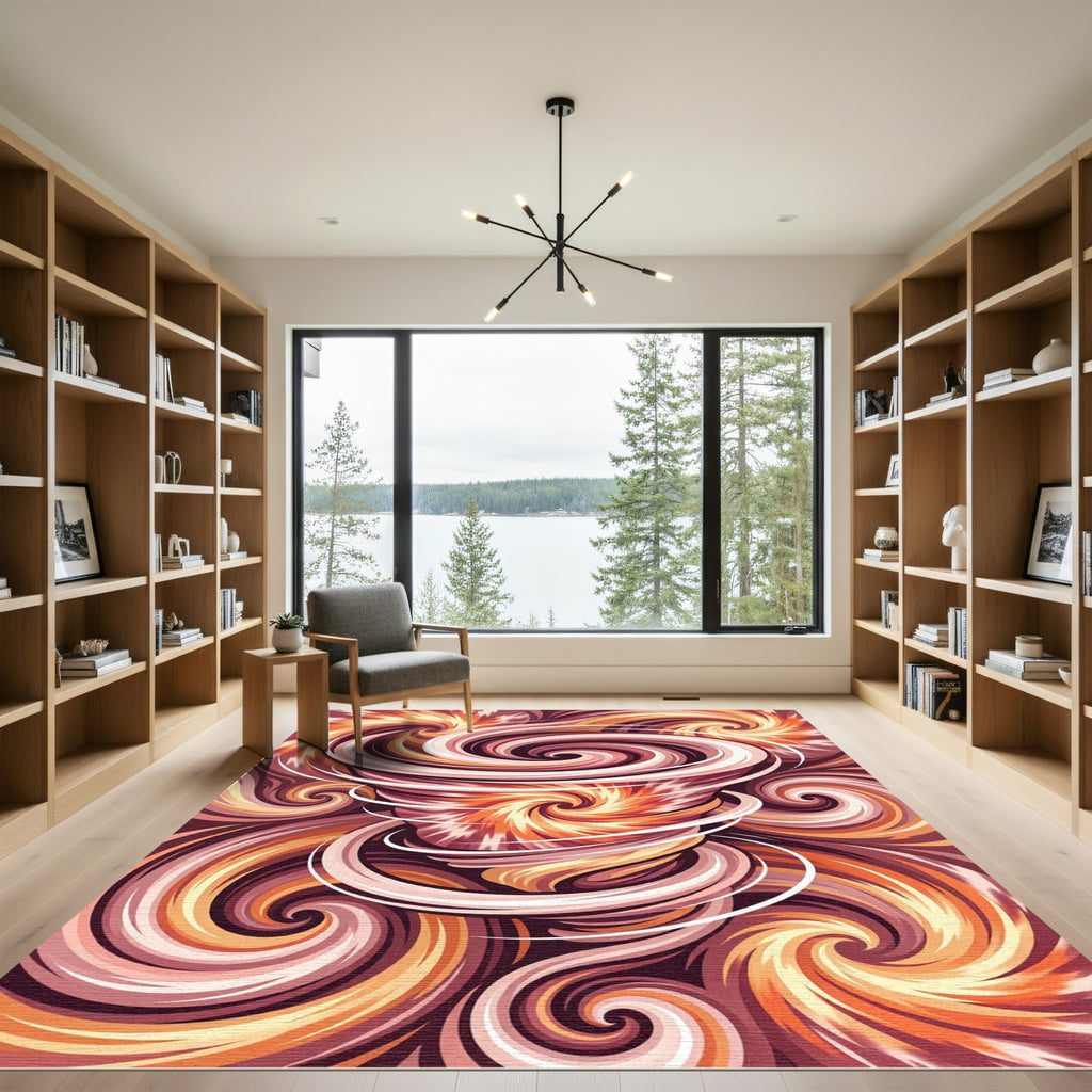 Vibrant Swirling Vortex Abstract Rug