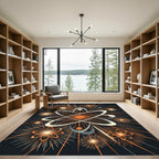Atomic Orange Orbit Starburst Area Rug