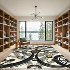 Steampunk Clockwork Musical Notes Metallic Accent Rug