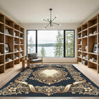 Ornate Floral Medallion Gold Lace Rug