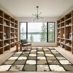 Distressed Earthy Neutral Stone Mosaic Rug
