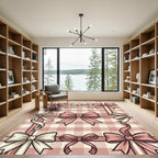 Pastel Pink Gingham Ribbon Bows Rug