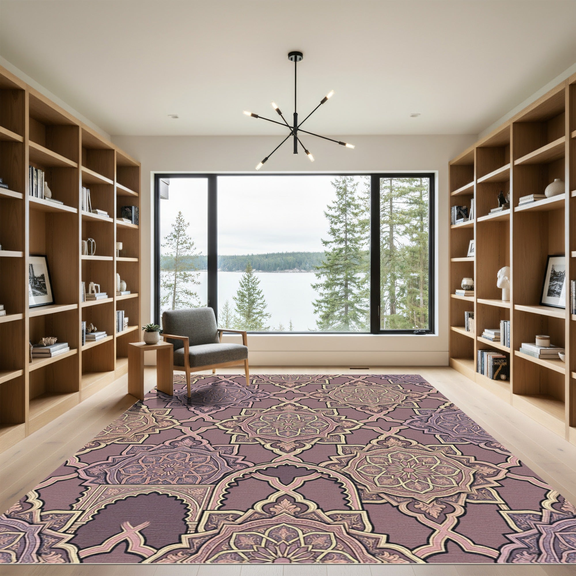 Ornate Rose Mandala Arabesque Rug