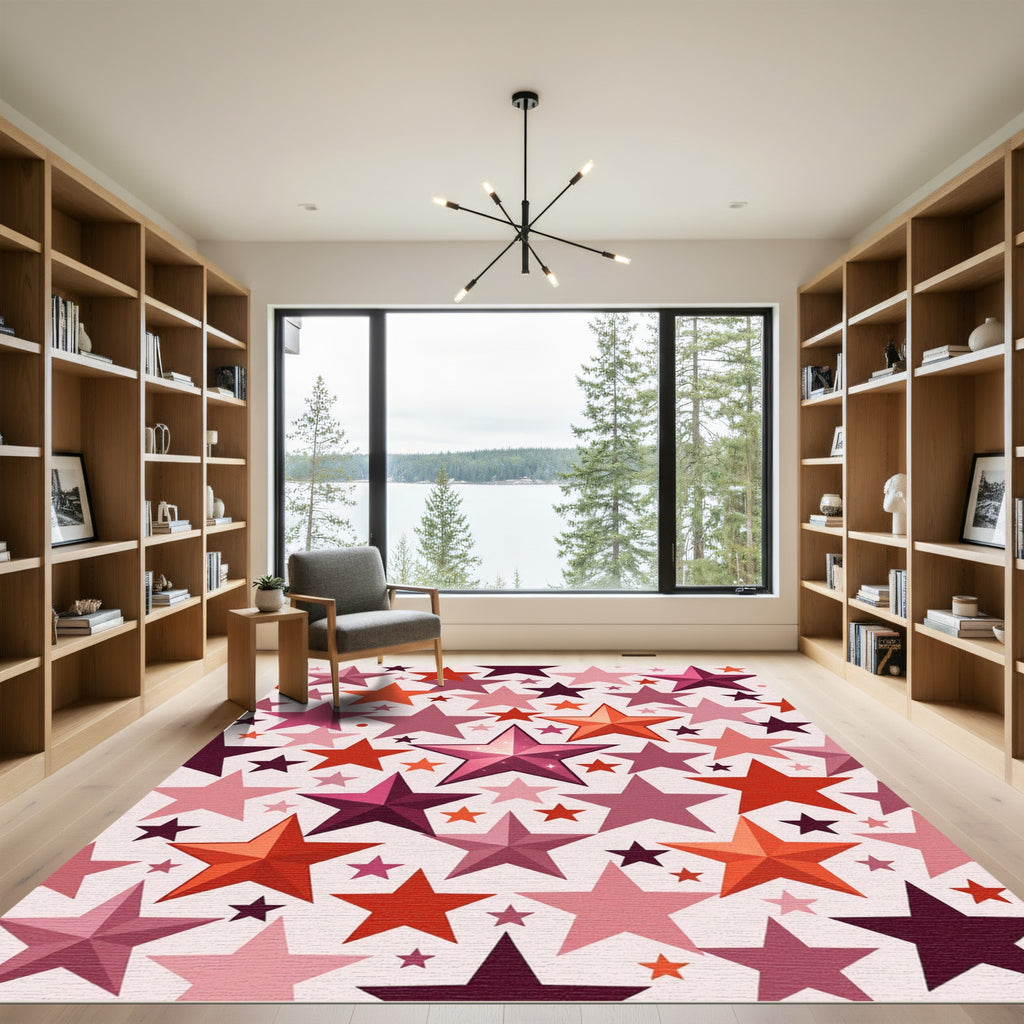 Pink Red Gradient Star Cluster Rug