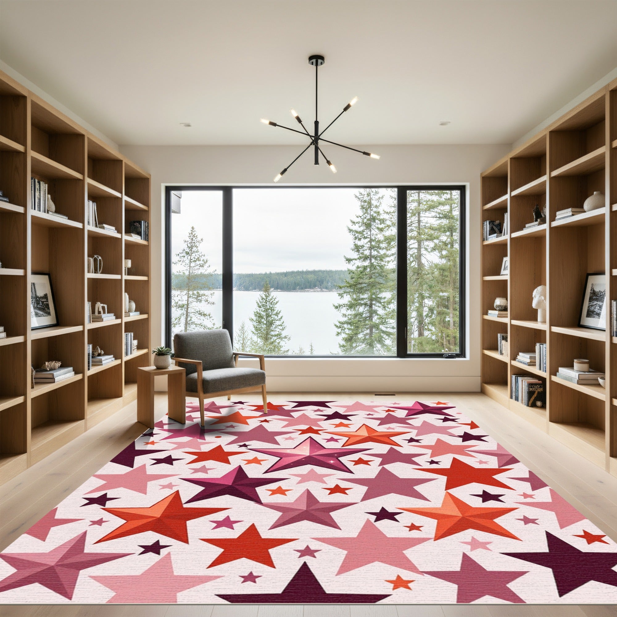 Pink Red Gradient Star Cluster Rug