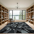 Dark Shattered Glass Geometric Explosion Rug