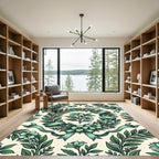 Sage Green Botanical Wreath Floral Ribbon Rug