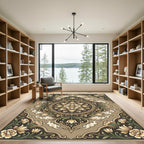 Earthy Beige Floral Mandala Cloud Rug