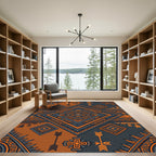 Bold Charcoal and Amber Geometric Totem Rug