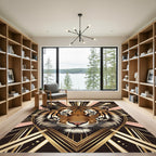 Majestic Tiger Art Deco Rose Gold Rug