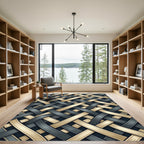 Interlocking Golden and Charcoal Woven Ribbons Rug