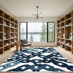 Industrial Navy Chain Link Abstract Rug