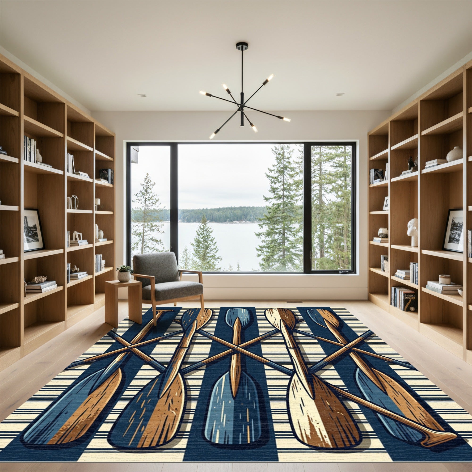 Nautical Blue and Cream Oar Stripe Rug