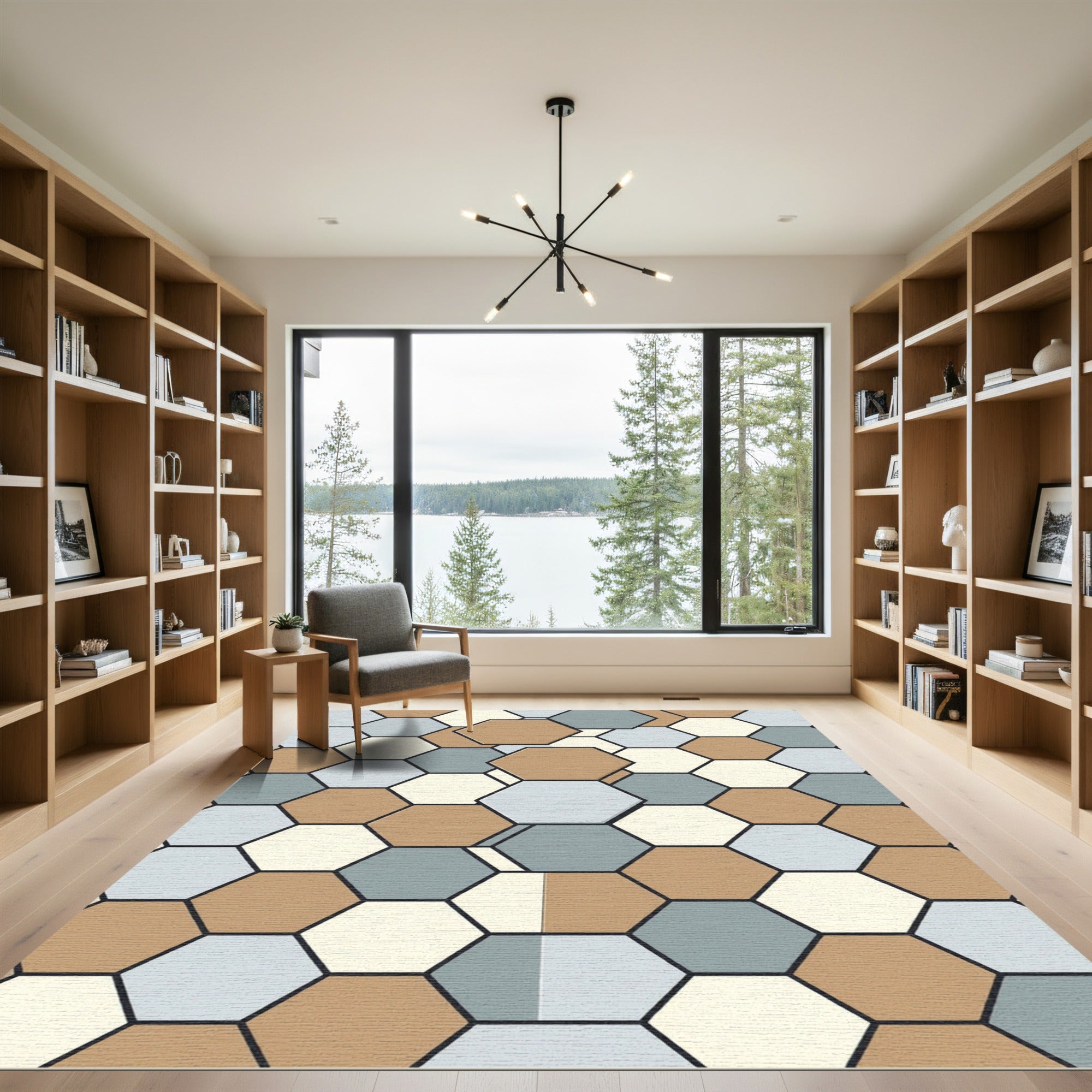 Neutral Hexagon Tile Harmony Rug