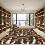 Whimsical Speckled Orange Mushroom Forest Rug