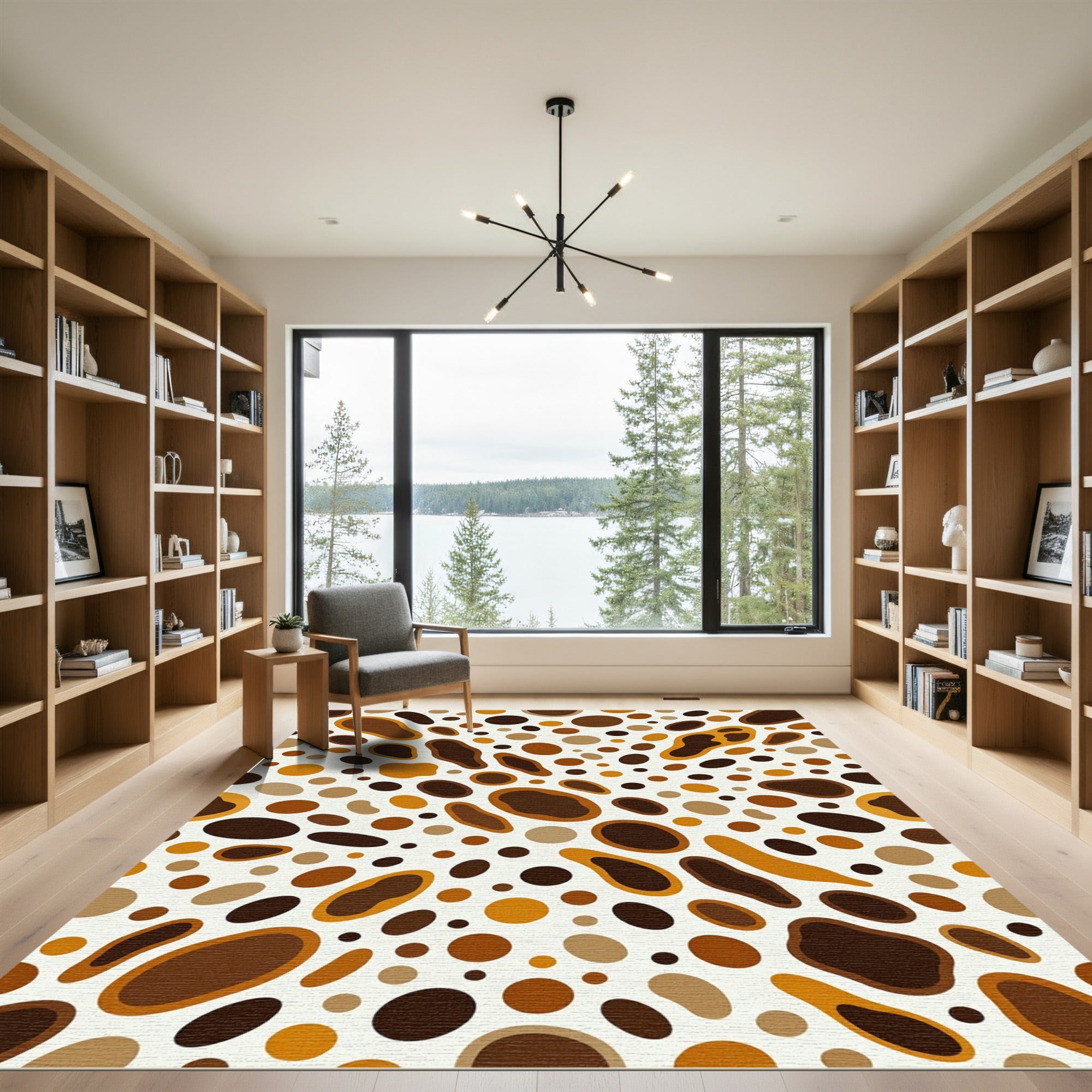 Modern Abstract Spotted Ochre Earthy Rug