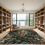 Majestic Deer Woodland Branches Background Rug