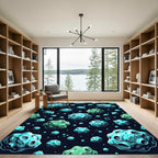 Cosmic Blue Asteroid Galaxy Space Surface Rug