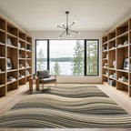 Organic Earth Tone Wavy Line Rug