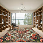Vintage Salmon Rose Acanthus Scroll Rug
