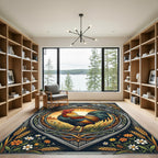 Rustic Golden Rooster Farmhouse Art Rug