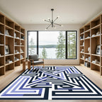 Geometric Periwinkle Navy Interlocking Labyrinth Rug
