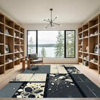 Monochrome Pebble Scattered Grid Rug