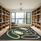 Mid Century Organic Sage Oval Abstract Rug