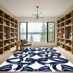 Elegant Navy Blue Bow Ribbon Repeat Rug