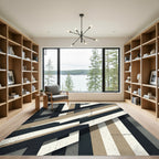 Modern Geometric Tonal Striped Art Rug