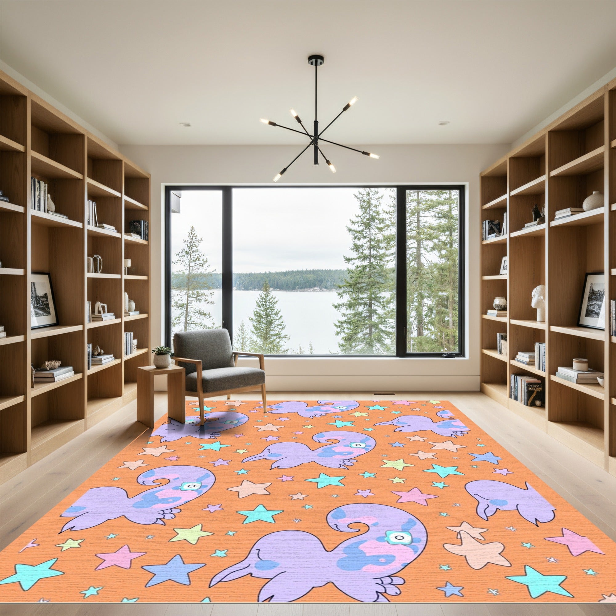 Pastel Purple Creature Starry Night Rug