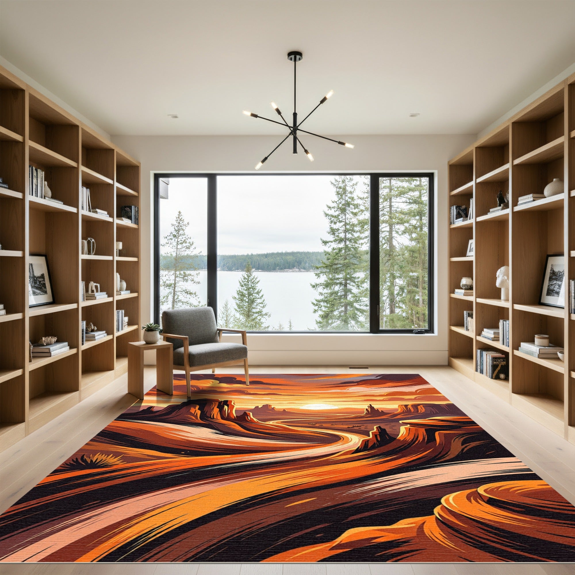 Warm Canyon Sunset Scenic Panorama Rug