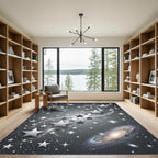 Cosmic Silver Star Spiral Galaxy Rug