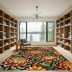 Vibrant Orange Chrysanthemum Floral Arrangement Rug