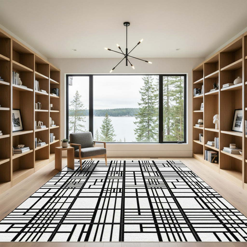 Monochromatic Grid Lattice Arrangement Rug