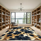 Black Tan Animal Print Cow Hide Rug