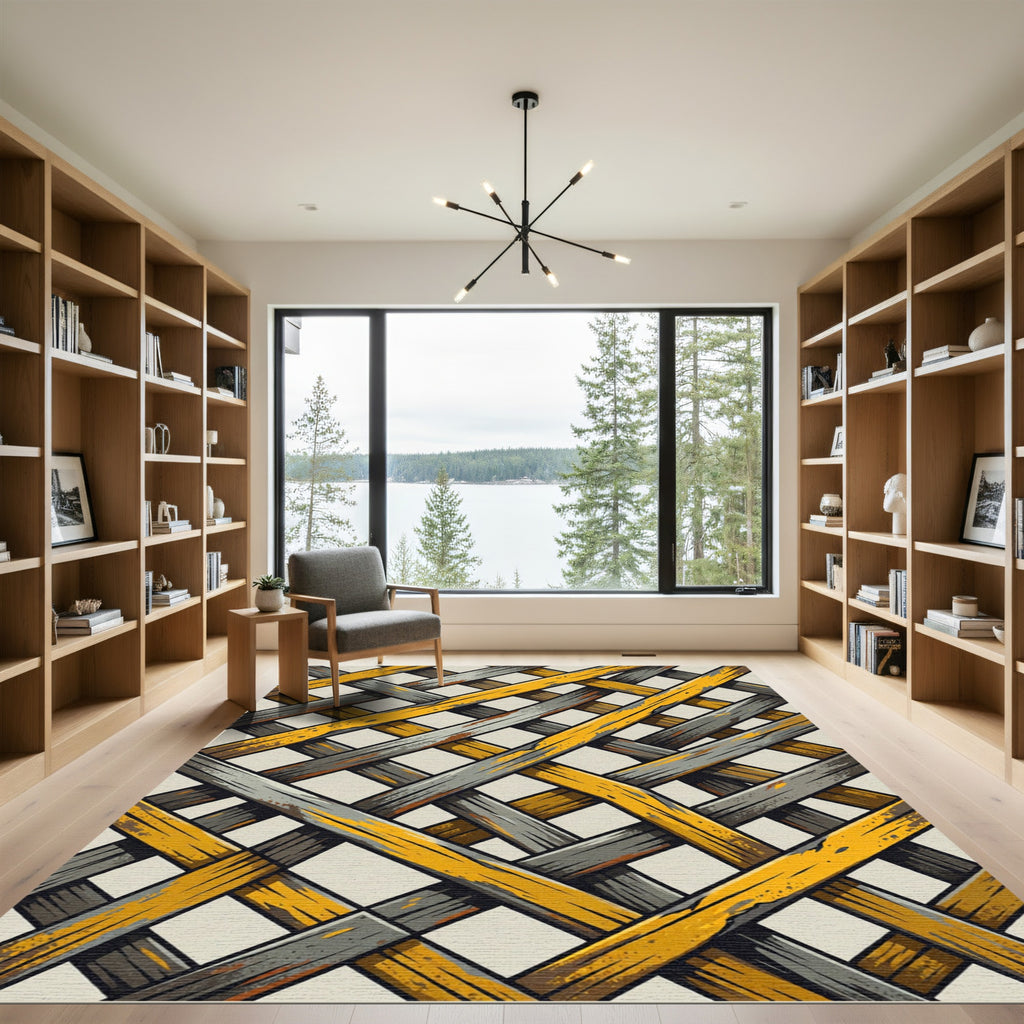 Rustic Woven Wood Intertwined Rug