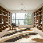Modern Earthy Abstract Swirl Brushstroke Rug