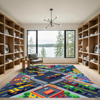 Isometric City Construction Site Scene Rug