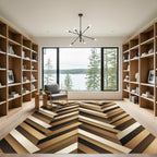 Modern Herringbone Wood Grain Neutral Rug