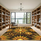 Celestial Gold Sunburst Starry Night Rug