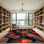 Orange Gray Geometric Abstraction Rug