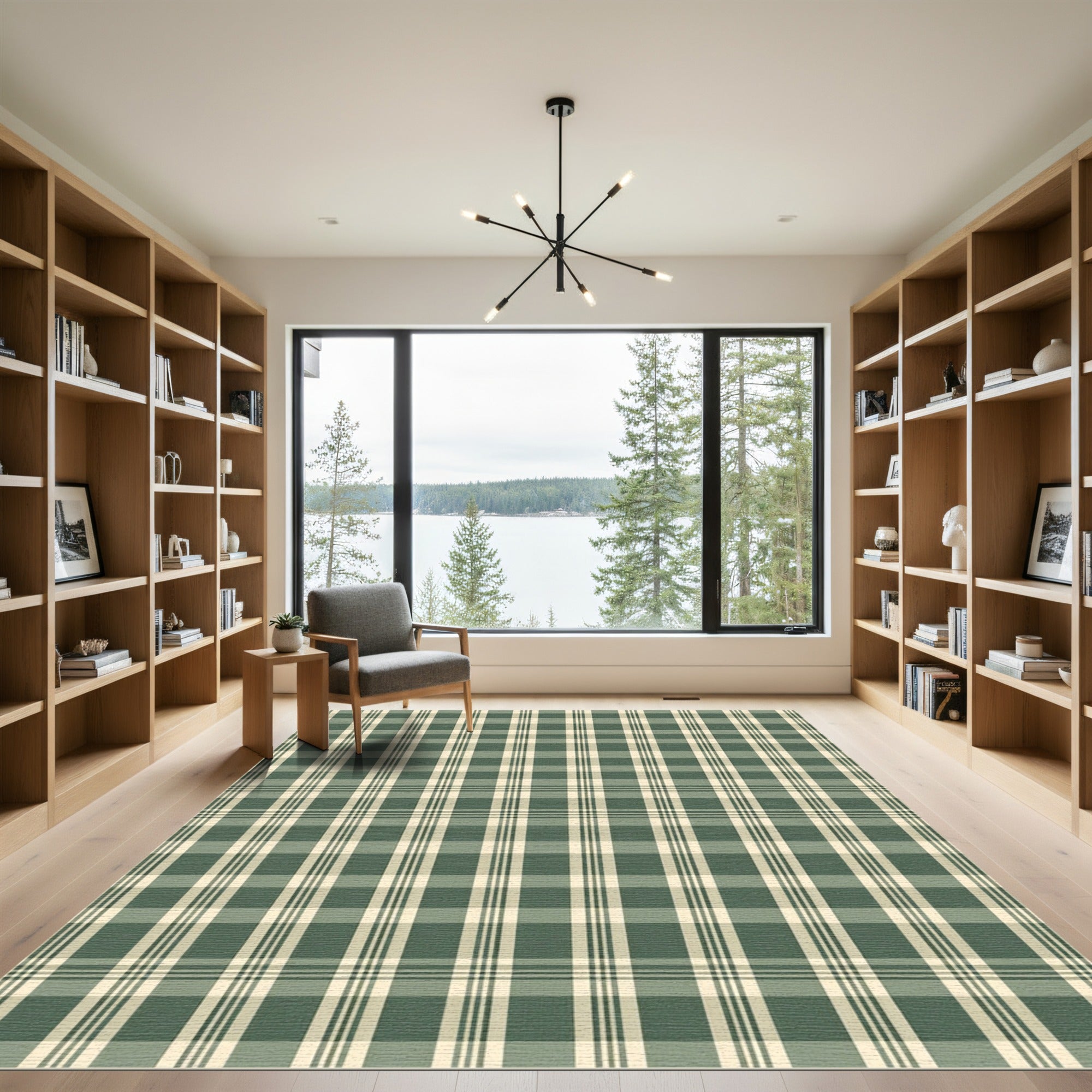 Classic Sage Green Plaid Check Rug