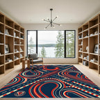 Dynamic Red and Navy Race Track Rug
