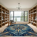 Celestial Blue Gold Starburst Medallion Rug